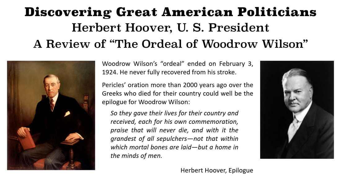 A high-quality slide with portraits of President Herbert Hoover and President Woodrow Wilson linking to a review of 