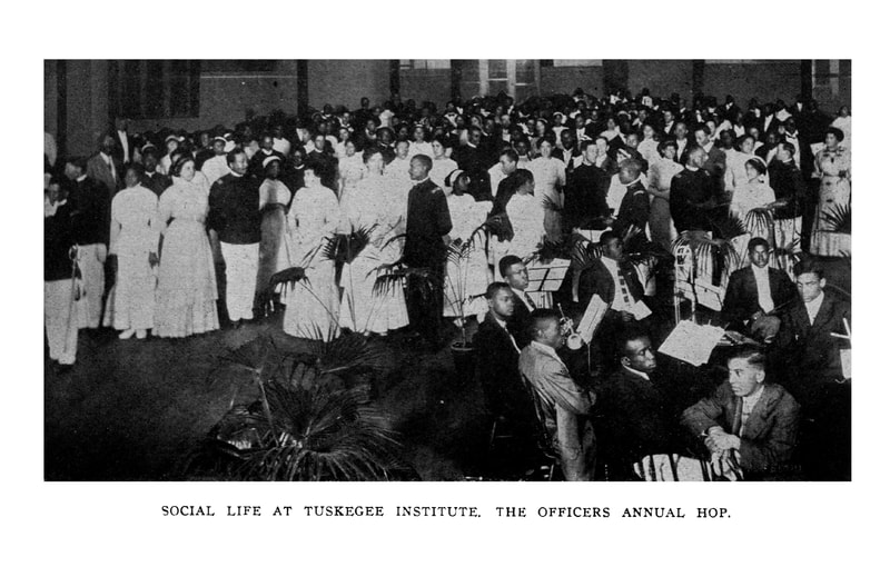 A high-quality image of a dance and social life at Tuskegee Institute: The Officers' Annual Hop.