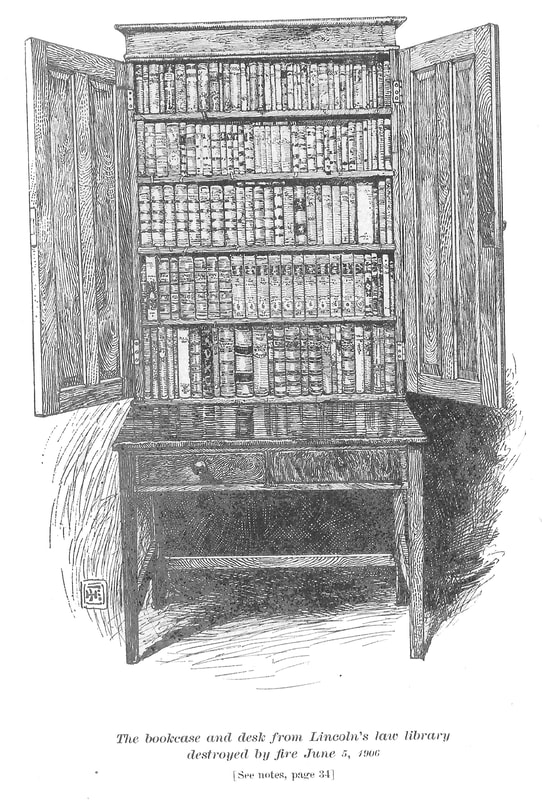 Picture of Abraham Lincoln's books in a bookshelf.