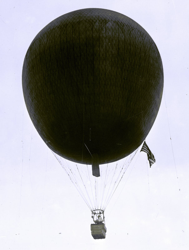 Balloon rising over Wanamaker's New York heading for Philadelphia.