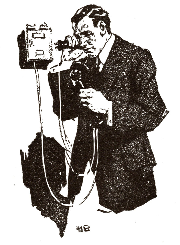 Image of man on a long distance phone call.