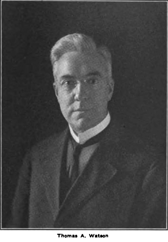 High quality image of Thomas A. Watson, assistant to Alexander Graham Bell from 1913, Electrical Review.