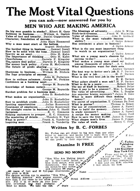 Advertisement for B. C. Forbes, 