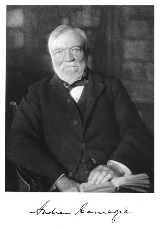 1920 picture of Andrew Carnegie sitting.