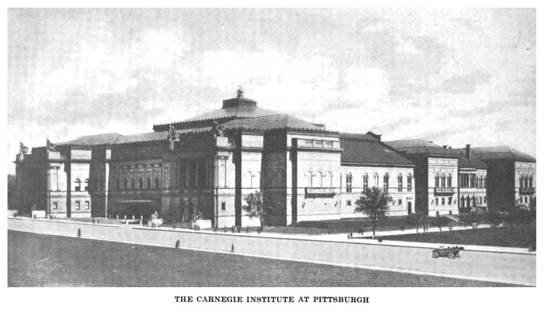 Greyscale image the Carnegie Institute of Pittsburgh from 1920.