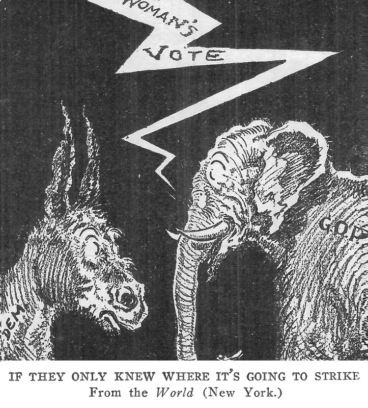 1920 Cartoon of GOP Elephant and Democrat Donkey waiting for 