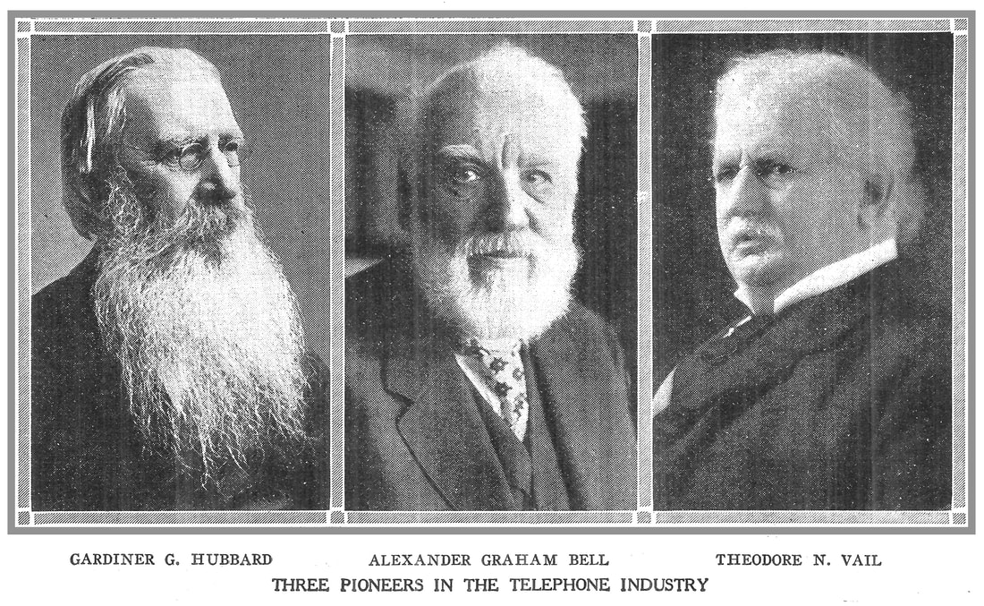 Image of Alexander Graham Bell, Theodore N. Vail, and Gardiner G. Hubbard from Review of Reviews.