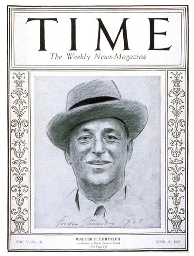 Image of Walter P. Chrysler on the front cover of Time Magazine.