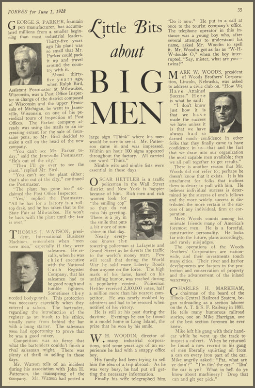 Image of Forbes' Magazine series from 1928 entitled: 
