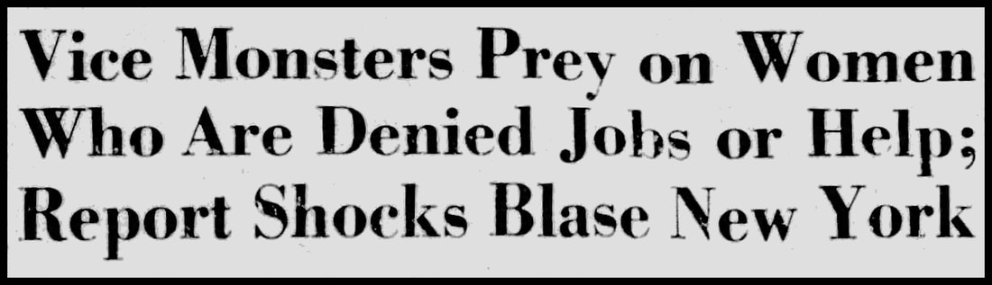 Newspaper headline about vice in New York City during The Great Depression.