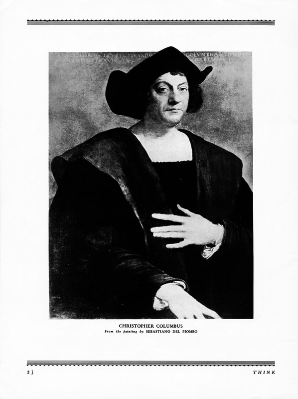 A high-quality image of Columbus who was on page 2 of the first issue of THINK Magazine published in June 1935.