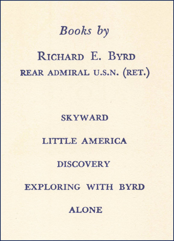 A listing of books by Admiral Richard E. Byrd from his book 