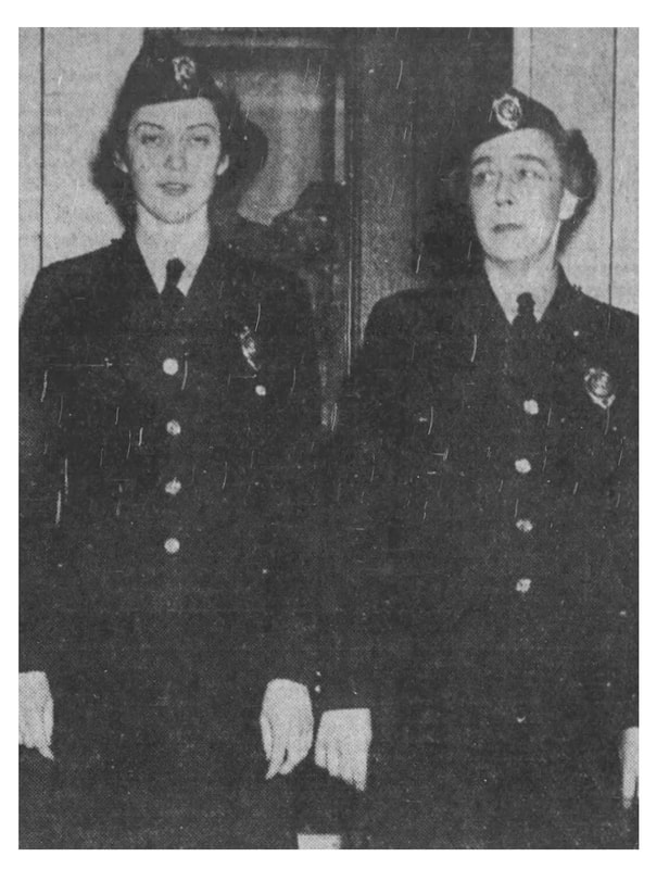 Picture of the first two female guards at IBM Endicott.