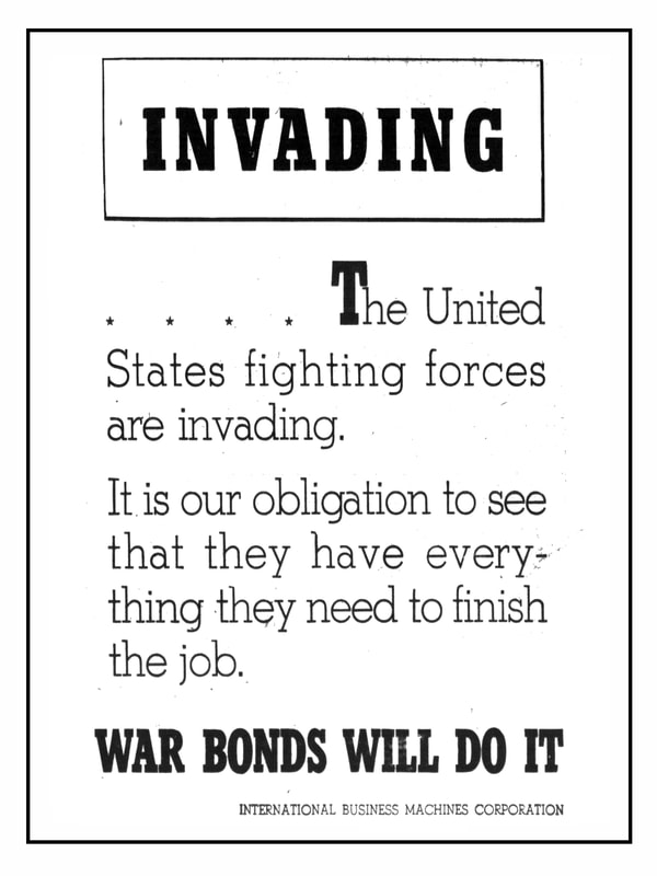 Picture of IBM World War II War Bond Advertisement with the motto 