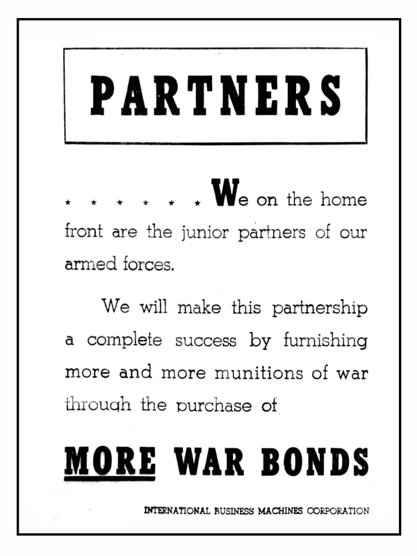 Picture of IBM World War II War Bond Advertisement with the motto 