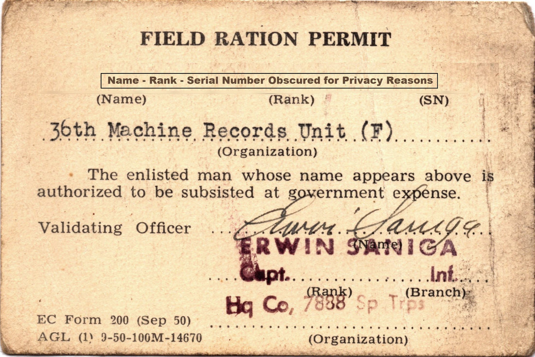 Image of a 1950 Machine Records Unit Ration Permit (Ration Card).