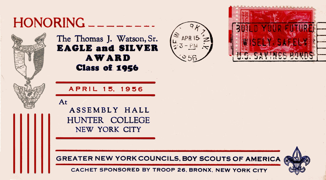 Image of envelope showing that April 15, 1956 was the New York Boy Scout's 