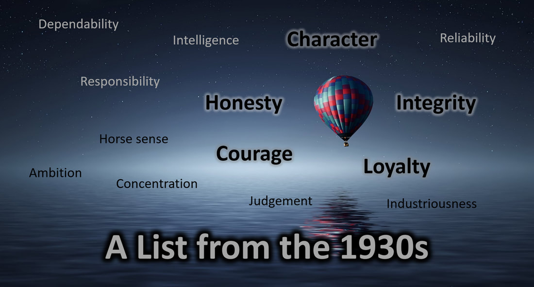 Image of a balloon in the night sky with the list of qualities CEOs look for in an employee.