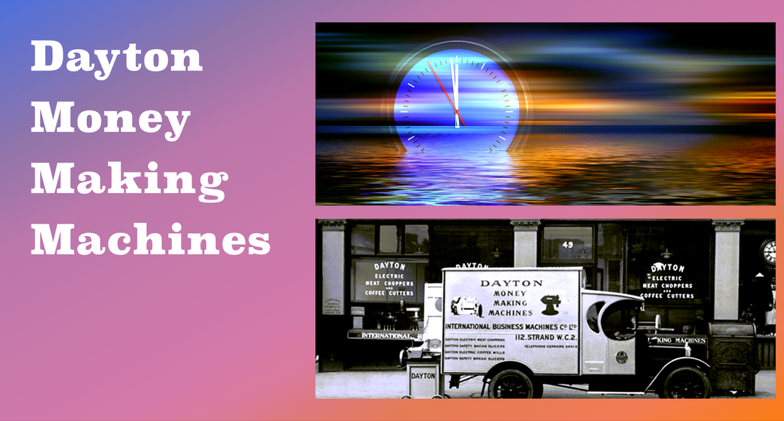 A color slide with a picture of the a Dayton Scales truck in front of an IBM location with the tagline: 