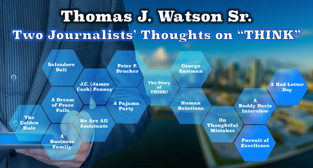 Picture of multi-colored blue puzzle pieces with various Watson beliefs and the tagline: 