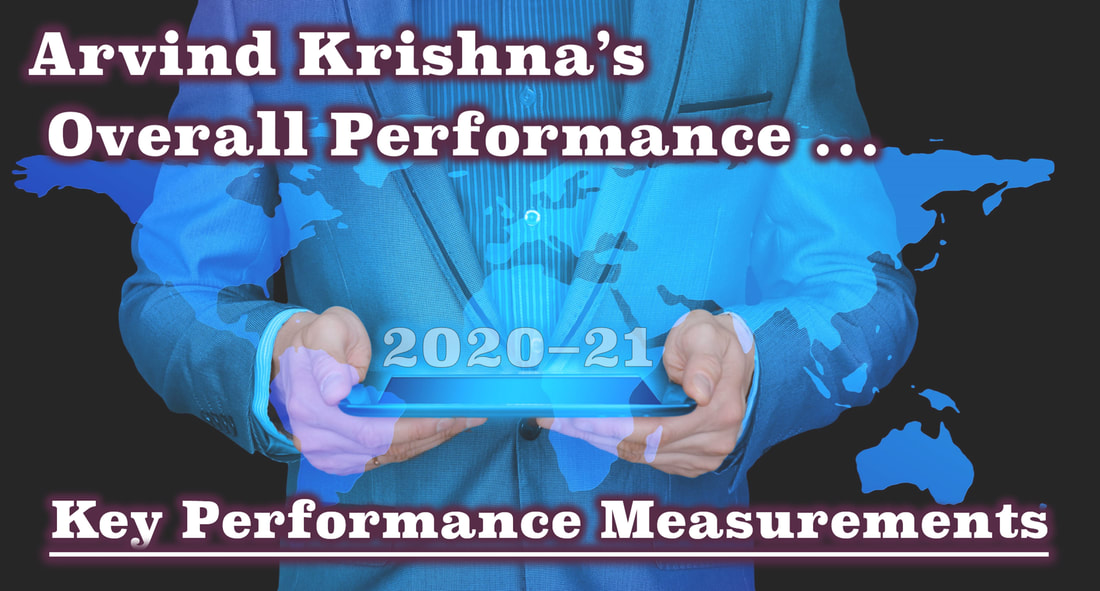 Color slide with the tagline: Arvind Krishna's Overall Performance and Key Performance Measurements.