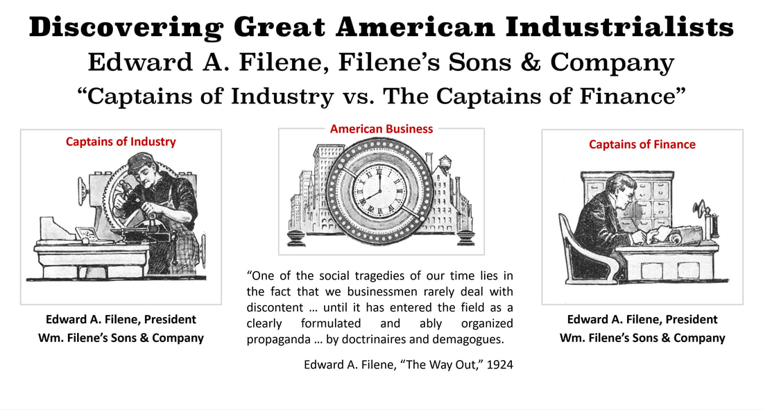 High quality image of a early 20th Century Captain of Industry and a Captain of Finance with a link to a chapter from Edward A Filene's book: 