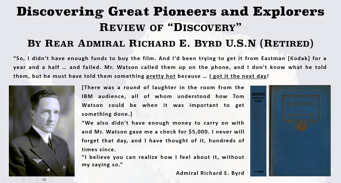 A high quality image of Admiral Richard E. Byrd and the spine and front cover of his book, 