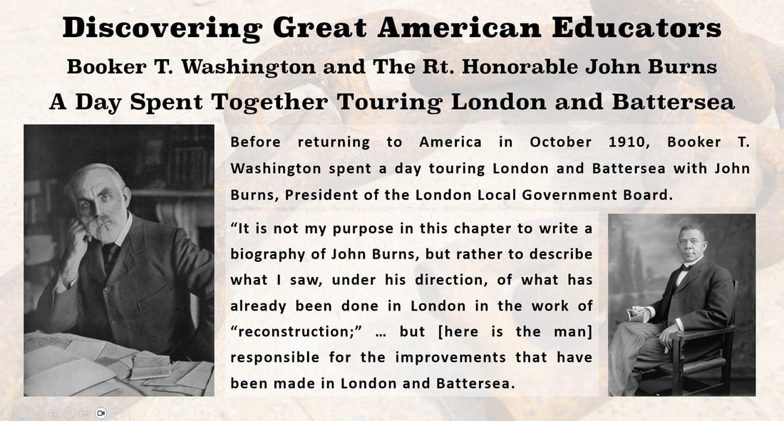 High quality images of John Burns and Booker T. Washington and the day they spent together in London and Battersea.