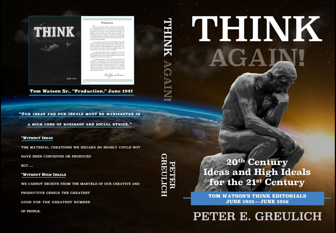 High quality image of the full front, back, and spine layout of THINK Again!: 20 Century Ideas and High Ideals for the 21st Century.