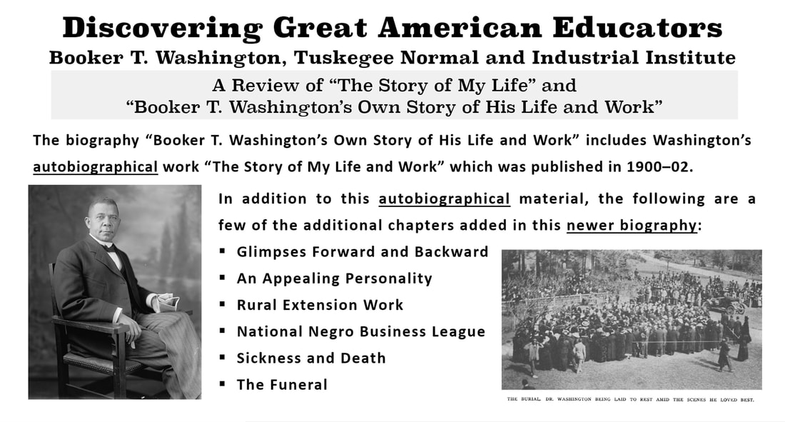 A slide with high-quality images of Booker T. Washington and Mr. Washington's funeral with review of 