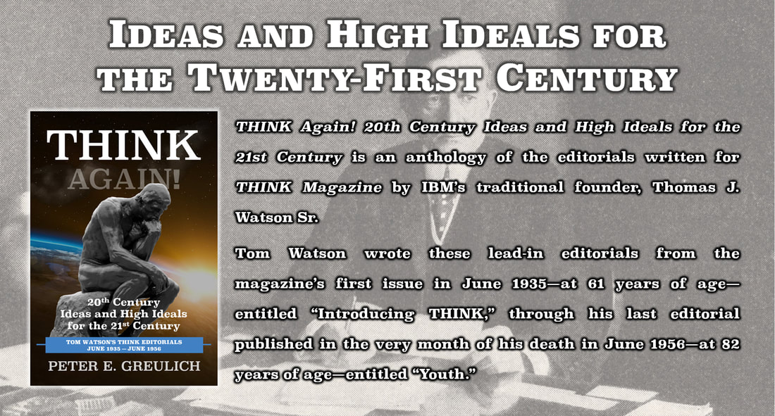 High quality slide with an Overview of THINK Again! 20th Century Ideas and High Ideals for the 21st Century.
