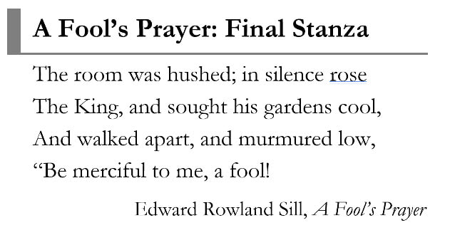 Sidebar with the final stanza of Edward Sill's 