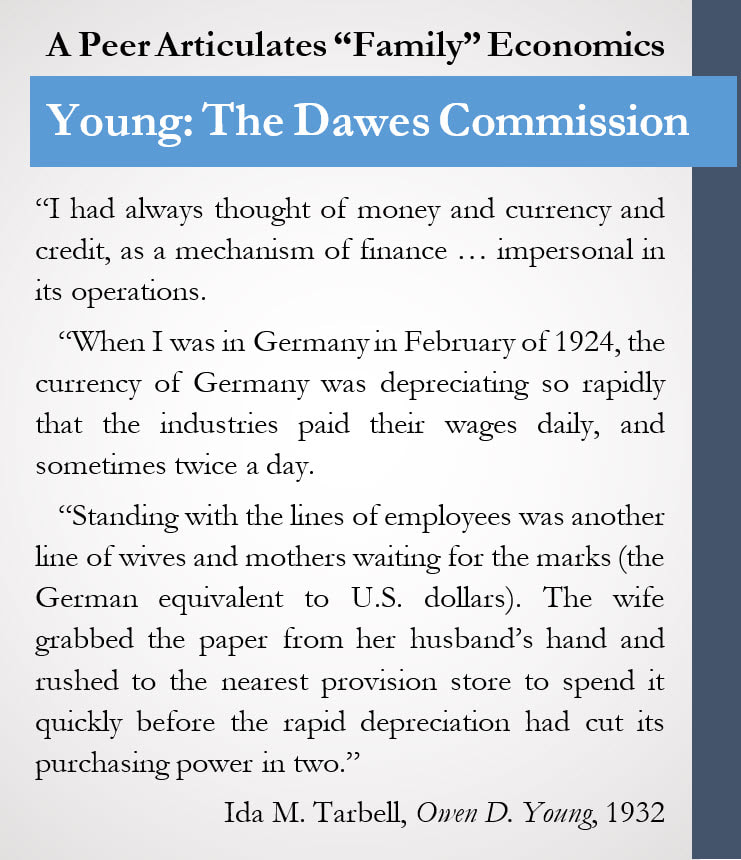 Sidebar showing Owen D. Young's thoughts changing around the meaning of currency devaluation.