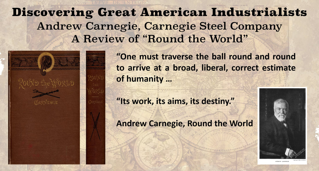 Discovering Great American Industrialists: Image of Andrew Carnegie's and his book: 