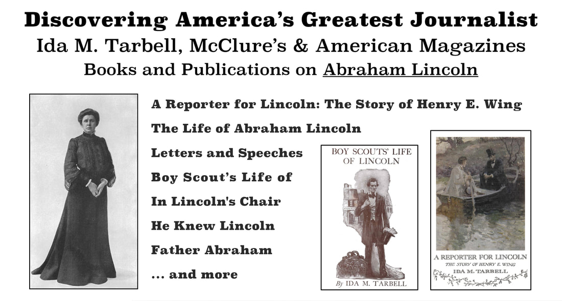 Slide showing Ida M. Tarbell and two images from two of her books: The Boy Scout's Life of Abraham Lincoln