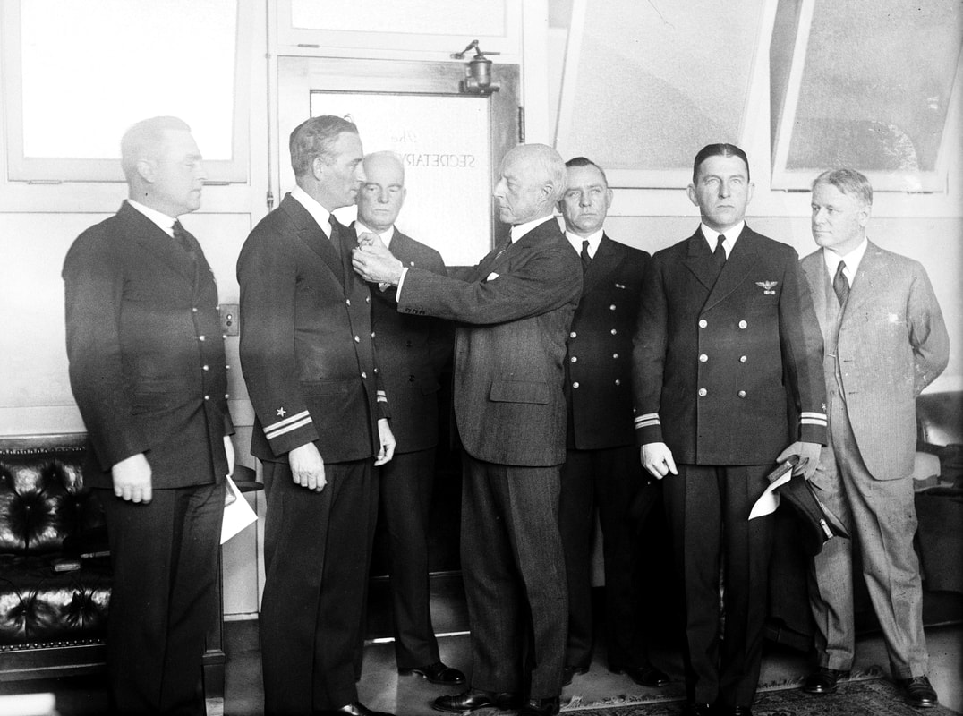 Picture from the Library of Congress showing the awarding of medals to Admiral Richard E. Byrd's crew.