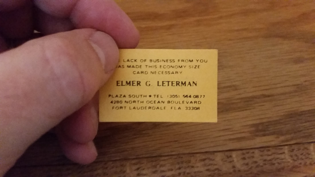 Picture of Elmer G. Leterman business card.