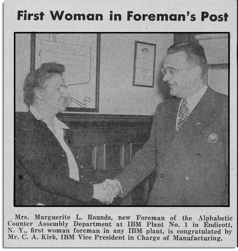 Picture of its first woman to hold the title of IBM Foreman in an IBM Plant from IBM Business Machines Newspaper.