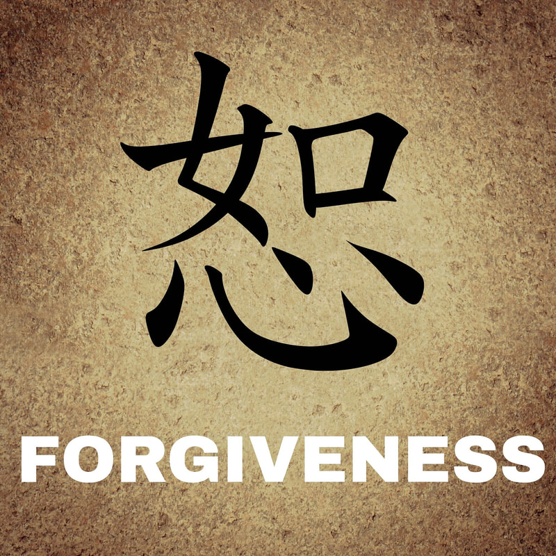 English and Chinese words for forgiveness.