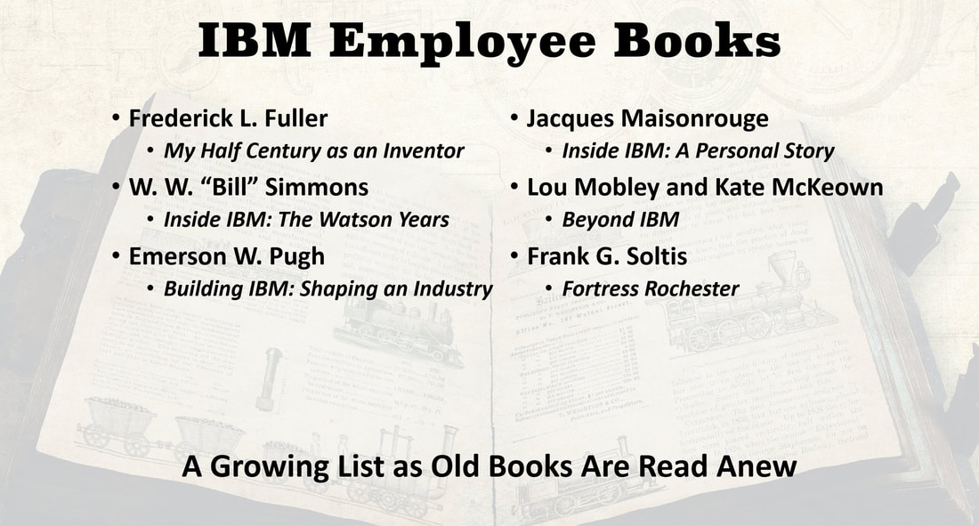 Image of Peter E. Greulich's IBM Employees' Bibliography: Fuller, Simmons, Pugh, Maisonrouge, Mobley, McKeown, and Soltis.