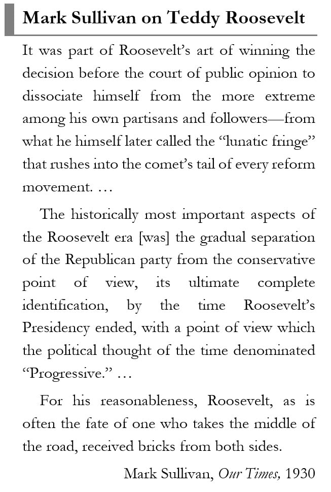 Sidebar image of Mark Sullivan's views on Teddy Roosevelt and trying to be 