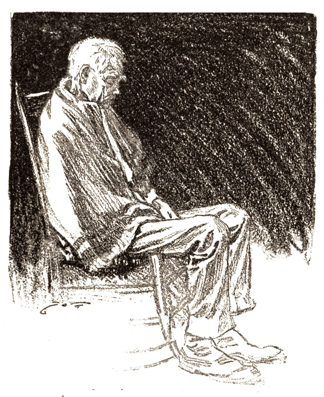 Image of old man sitting in rocking chair.