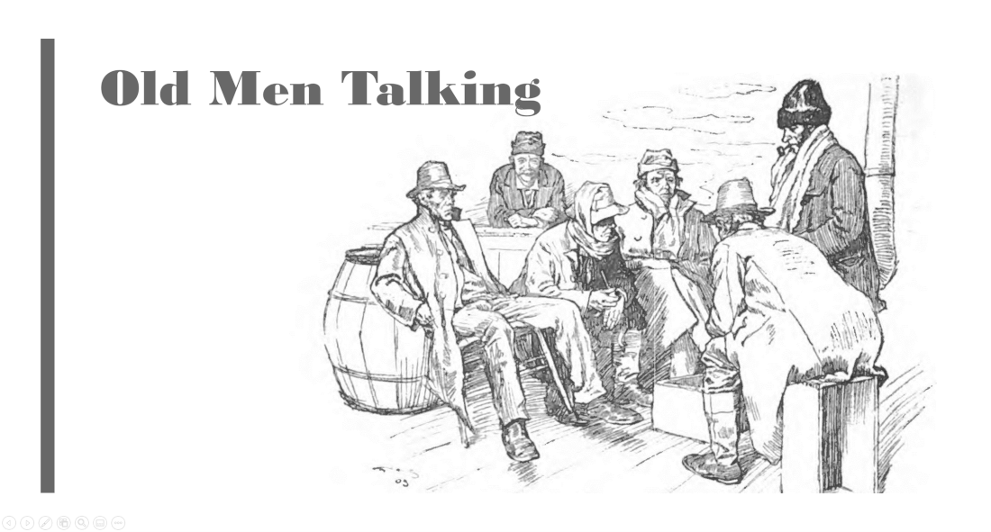 Picture of Old Men Sitting around an old Texas store taking about life, loves lost and death. Link to Peter E. Greulich's Fiction Articles.