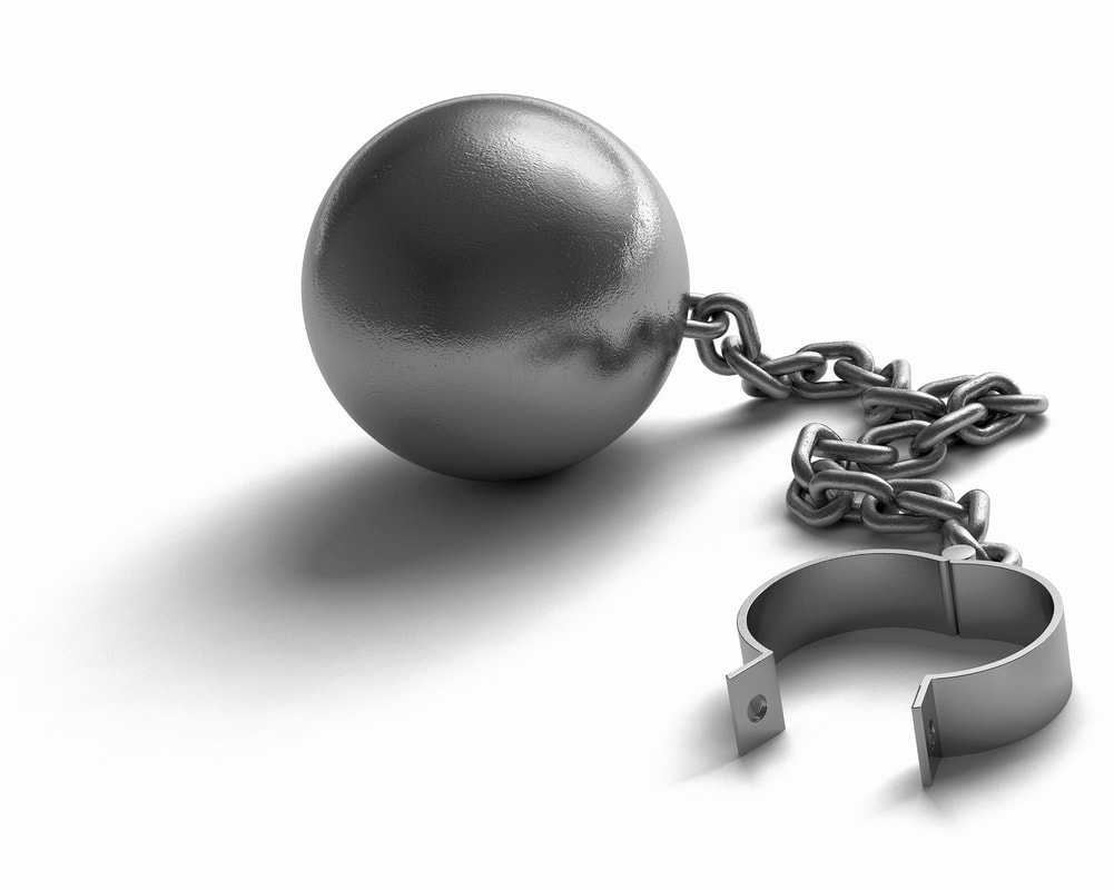Picture of ball and chain to symbolize the hidden costs behind IBM's financial autocracy.