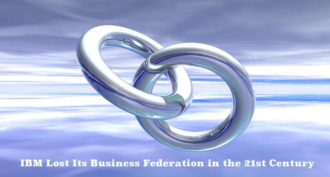 Picture of a pair of interlocking rings representing IBM's federation of businesses that has been lost in the 21st Century.