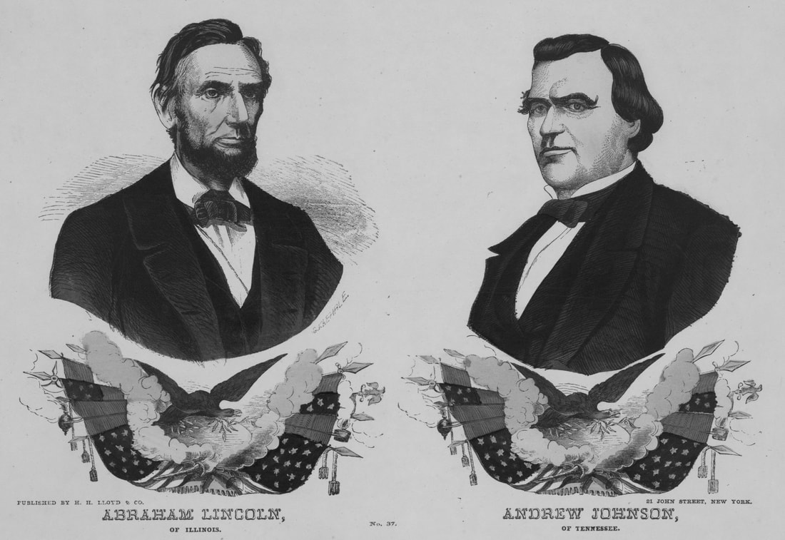 Picture of Lincoln and Johnson running as president and vice-president.