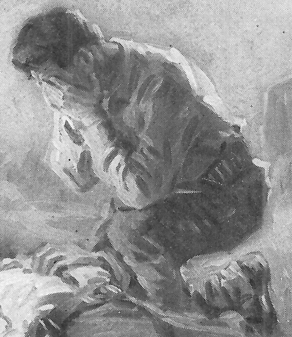 Picture of soldier crying over lost comrade from the Civil War.