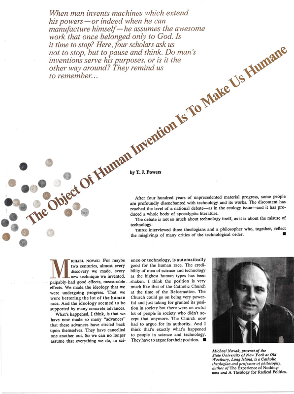 Even at the January 1971 issue many of the articles in THINK were of broad thought.