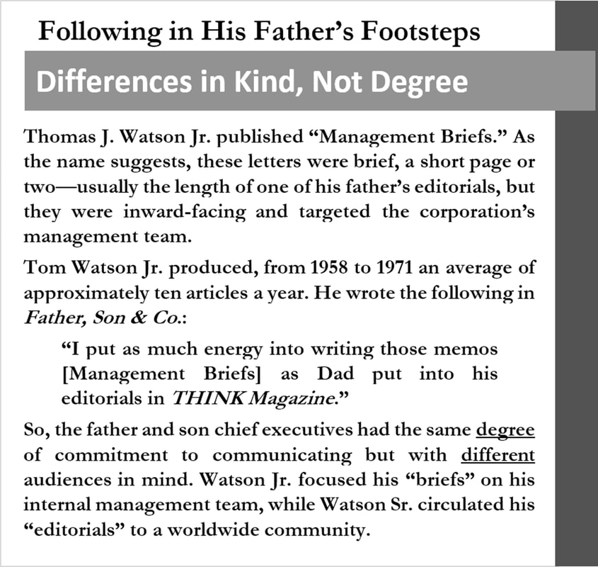 Sidebar image with a quote by Tom Watson Jr. on how hard he worked on his 
