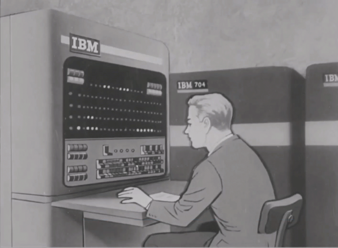 Animated gif showing the workings of an old IBM computer.